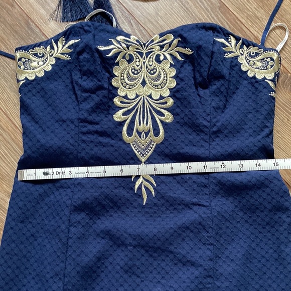Lilly Pulitzer Demi Convertible Dress Navy & Gold Size 6 - Picture 12 of 16